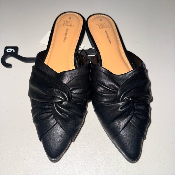 Black Mule Sandal Time and Tru Twist Mule Dress Slip On Pointed Toe Size 9 NWT - Picture 8 of 11
